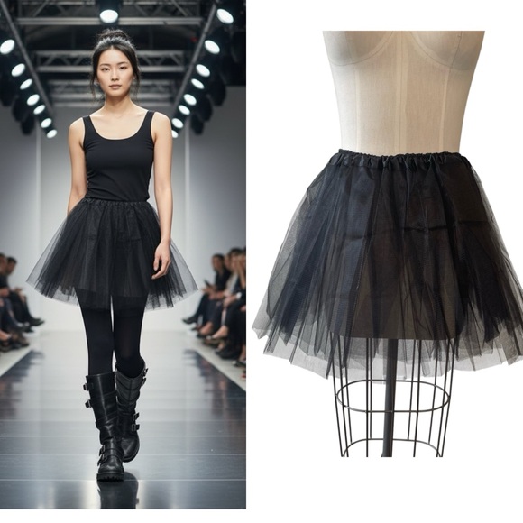 Dresses & Skirts - ❤️ NEW! Balletcore Punk Grunge Goth Black Tulle Mini Tutu Petticoat Skirt